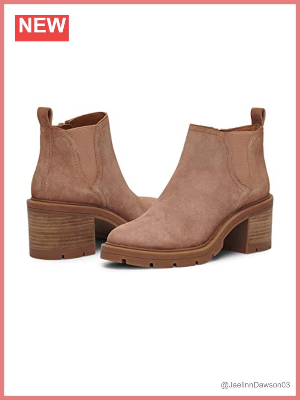 Suede Ankle Bootie with Almond Toe and Stacked Heel